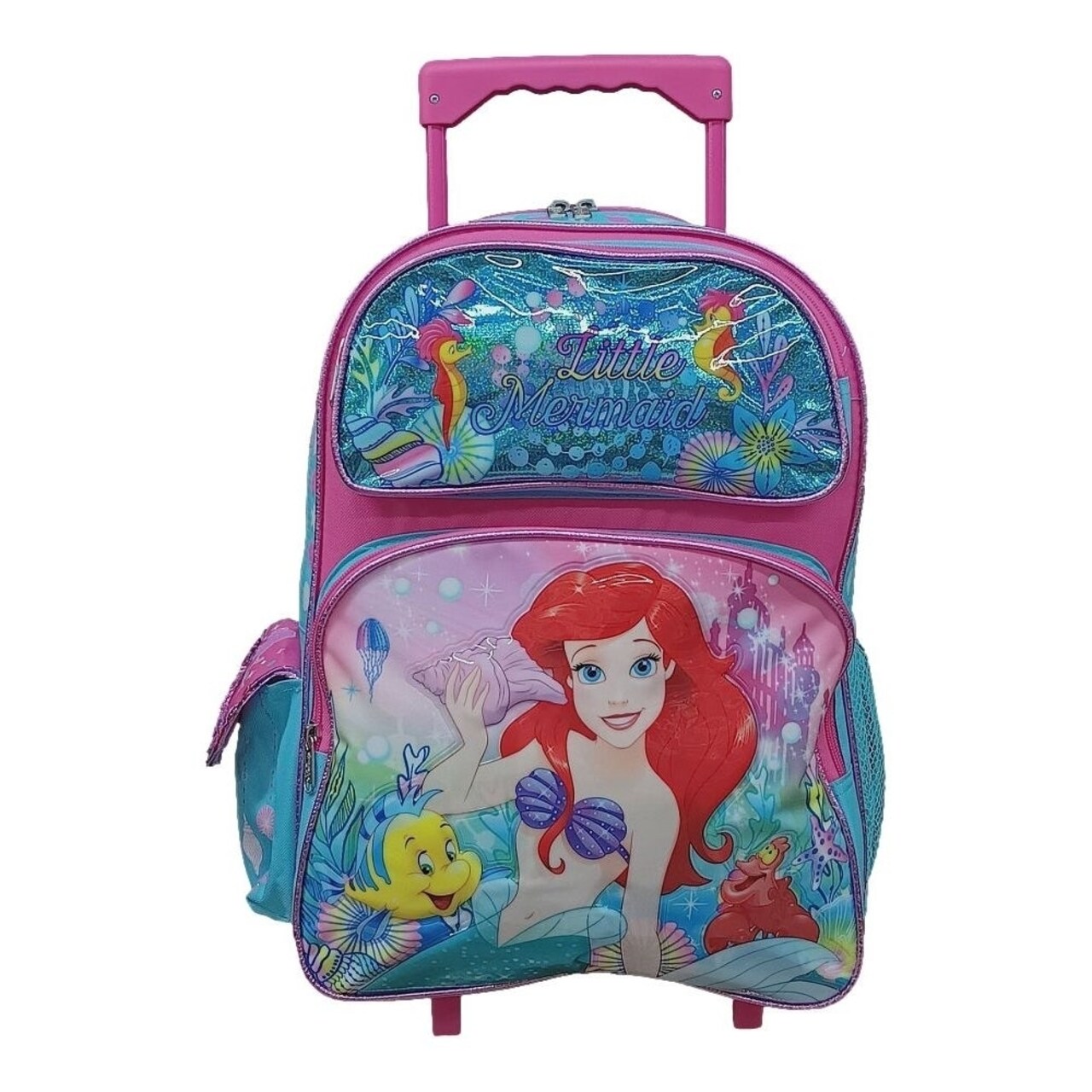 Disney Little Mermaid Rolling Backpack 16 Inch Kids School Bag Cute Design